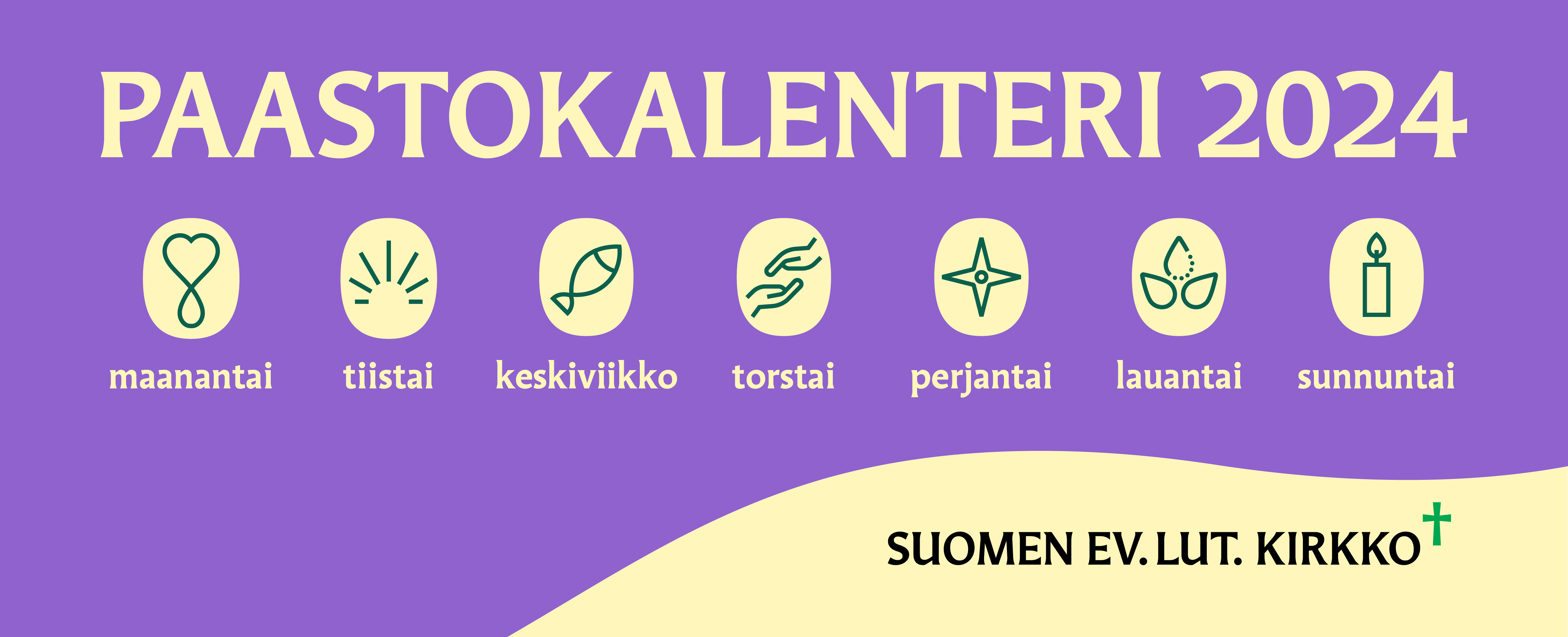 Kurkistus paastokalenterin yläosaan, jossa on lueteltu viikonpäivät.