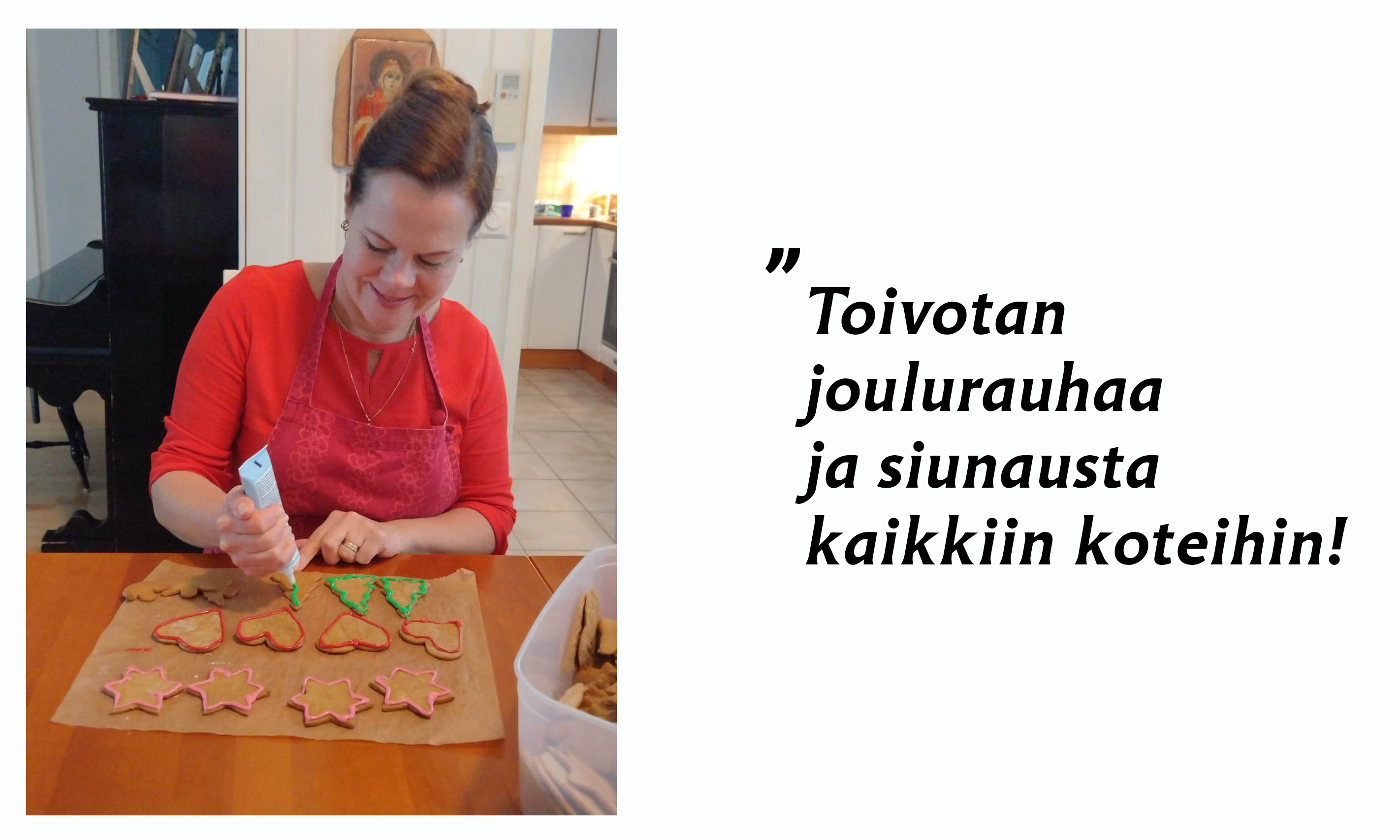 Tarja Meijer leipoo pipareita.