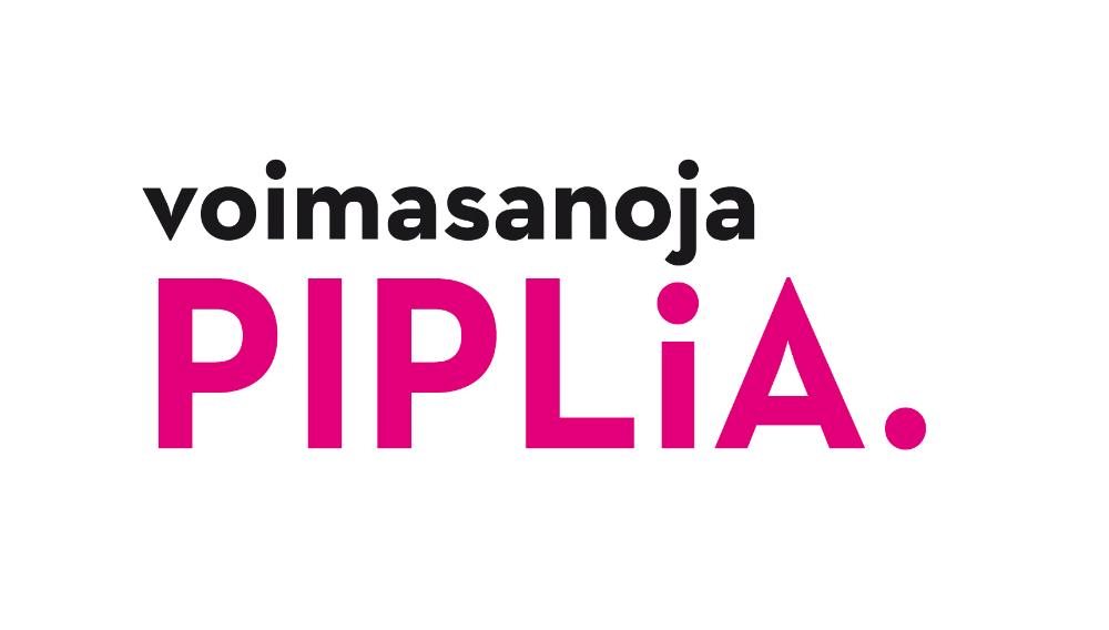 Pipliaseuran logo: teksti: voimasanoja piplia. 