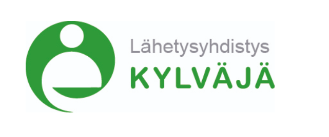 Lähetysyhdistys Kylväjän logo: vihreällä pyöreällä pohjalla valkoinen hahmo kylvökorin kanssa. 