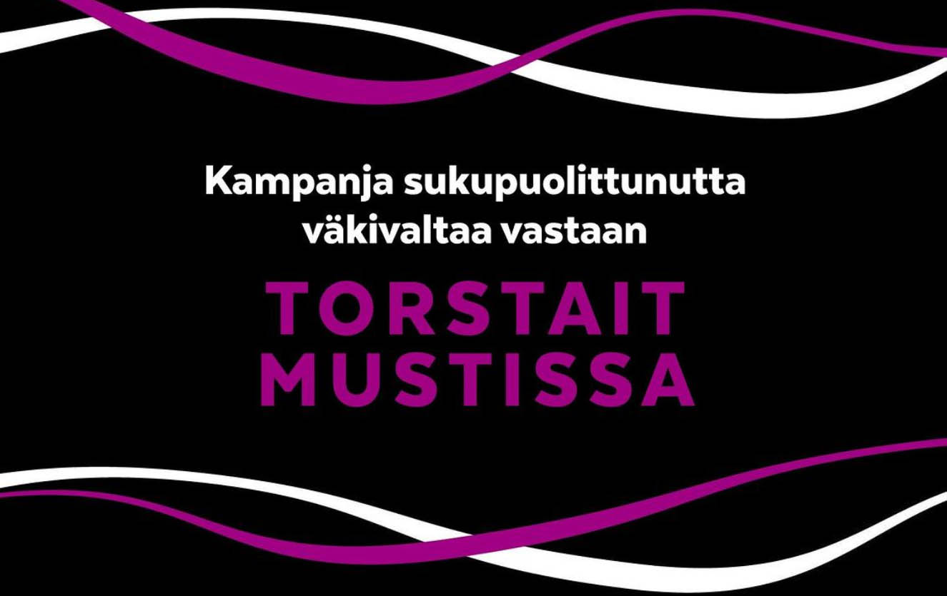 Torstait mustissa -kampanjan logo.
