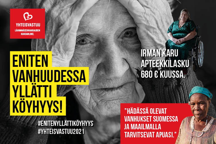 Yhteisvastuukeräyksen kuva ikäihmisestä