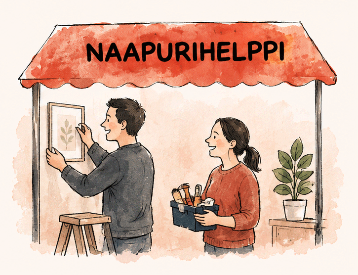 Naapurihelppi asentaa taulua seinälle